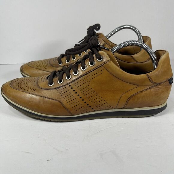 Magnanni Men’s Leather Perforated Sneakers | Size 9 M | Cognac Tan Made In Spain main image 9